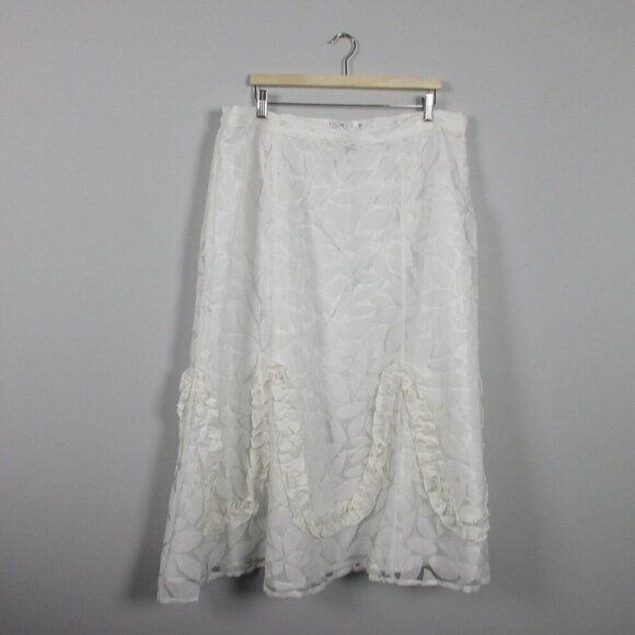 Vintage Lisa Rene 2 Piece Set Blouse Skirt Midi Tulle Sheer Lined Wedding 1X 488 - Picture 3 of 14